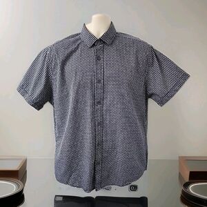 110 Vince Camuto Blue & White Casual Button Down Shirt